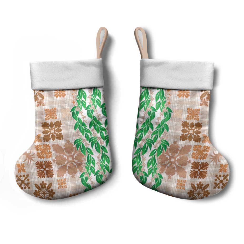 Aloha Hawaii Palaka Tuberose Lei Christmas Stocking Hawaiian Quilt Seamless Style LT14 - Polynesian Pride