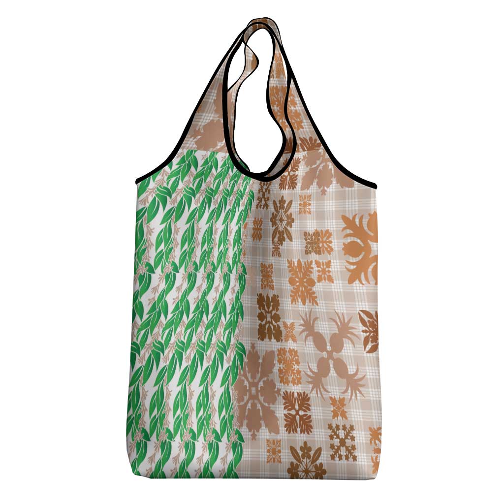 Aloha Hawaii Palaka Tuberose Lei Grocery Bag Hawaiian Quilt Seamless Style LT14 - Polynesian Pride