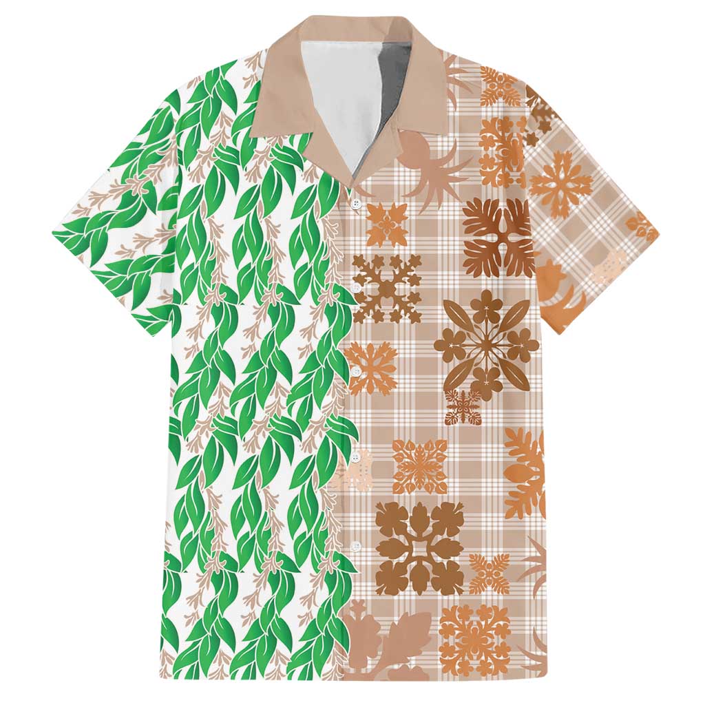 Aloha Hawaii Palaka Tuberose Lei Hawaiian Shirt Hawaiian Quilt Seamless Style LT14 Beige - Polynesian Pride
