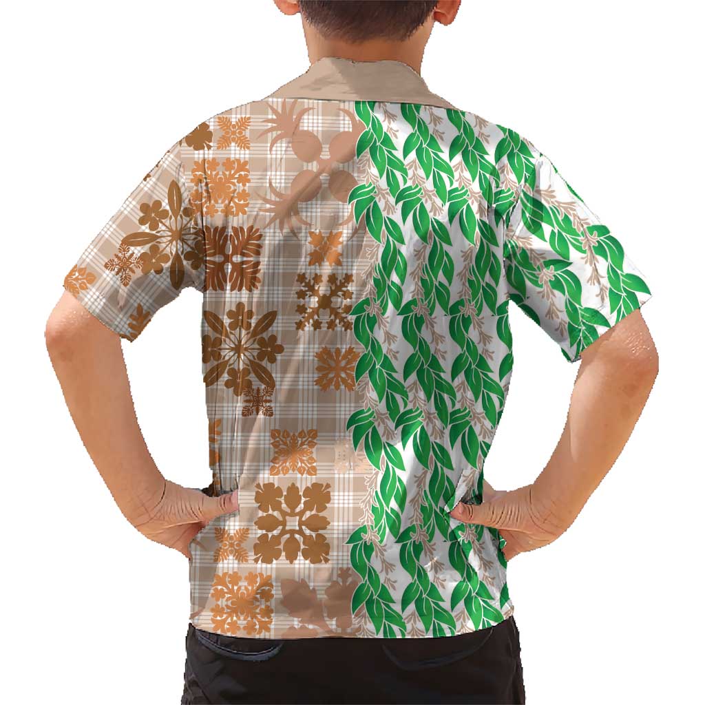 Aloha Hawaii Palaka Tuberose Lei Kid Hawaiian Shirt Hawaiian Quilt Seamless Style LT14 - Polynesian Pride