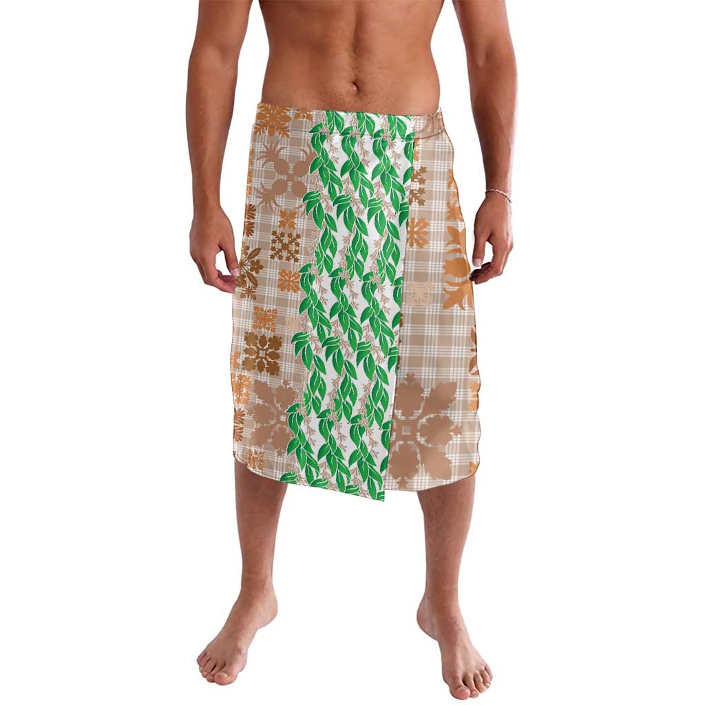 Aloha Hawaii Palaka Tuberose Lei Lavalava Hawaiian Quilt Seamless Style LT14 Beige - Polynesian Pride