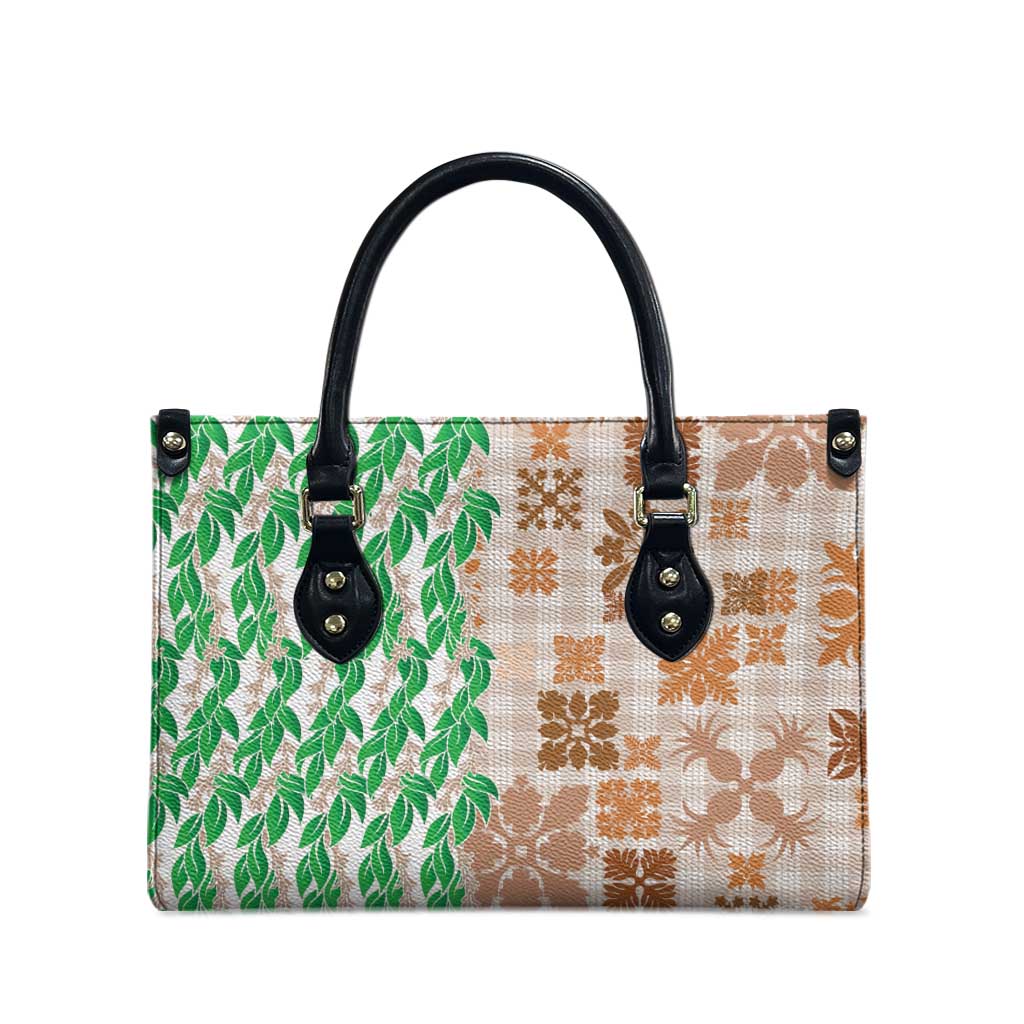 Aloha Hawaii Palaka Tuberose Lei Leather Bag Hawaiian Quilt Seamless Style LT14 - Polynesian Pride