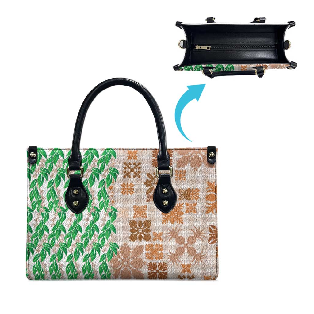 Aloha Hawaii Palaka Tuberose Lei Leather Bag Hawaiian Quilt Seamless Style LT14 - Polynesian Pride