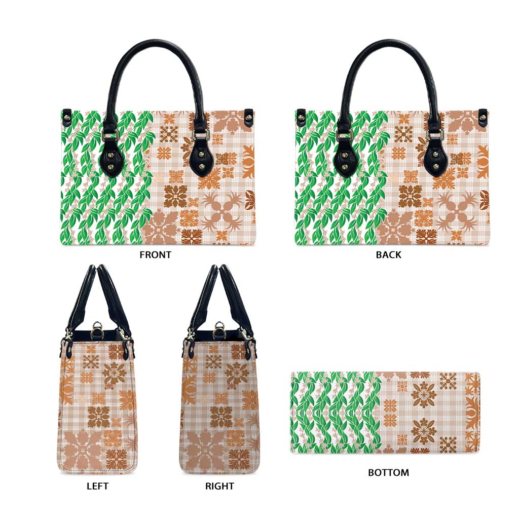 Aloha Hawaii Palaka Tuberose Lei Leather Bag Hawaiian Quilt Seamless Style LT14 - Polynesian Pride
