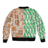 Aloha Hawaii Palaka Tuberose Lei Sleeve Zip Bomber Jacket Hawaiian Quilt Seamless Style LT14 - Polynesian Pride