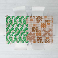 Aloha Hawaii Palaka Tuberose Lei Tablecloth Hawaiian Quilt Seamless Style LT14 Beige - Polynesian Pride