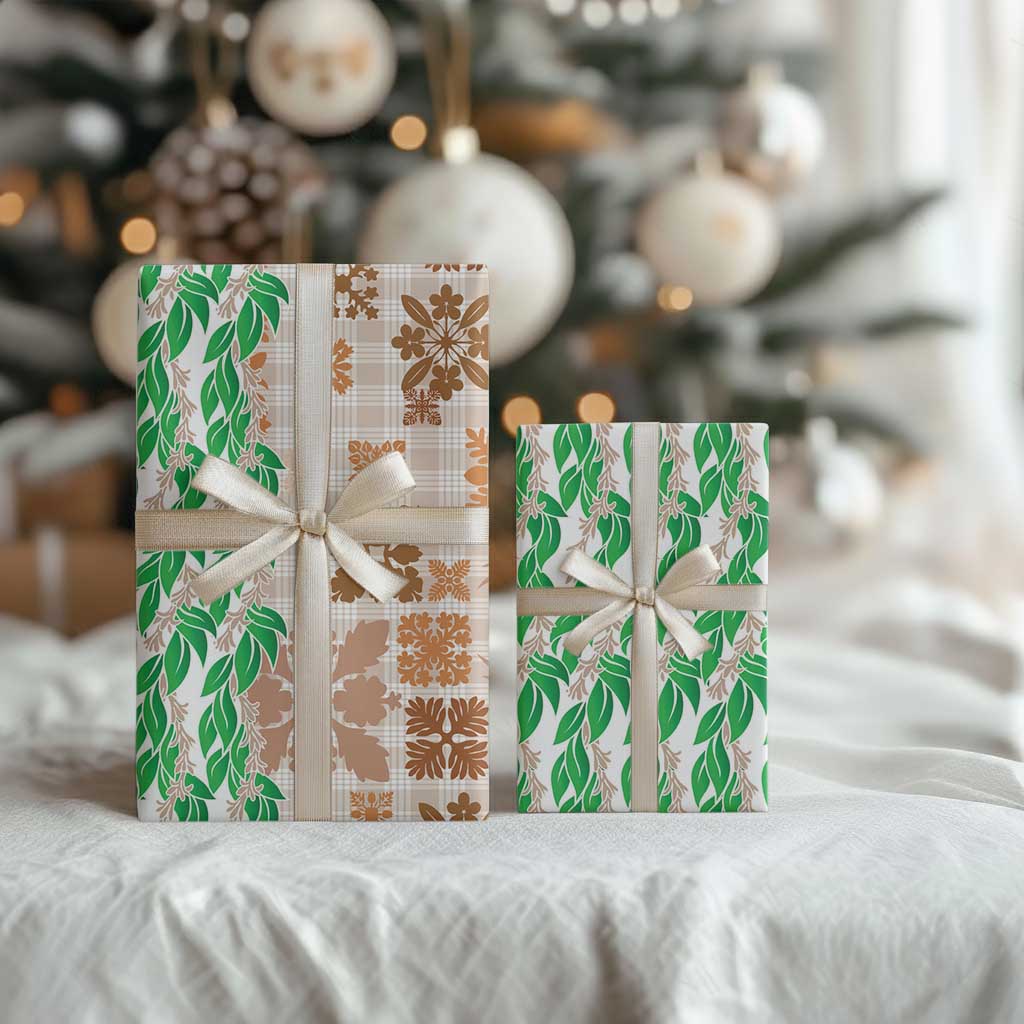 Aloha Hawaii Palaka Tuberose Lei Wrapping Paper Hawaiian Quilt Seamless Style LT14 - Polynesian Pride