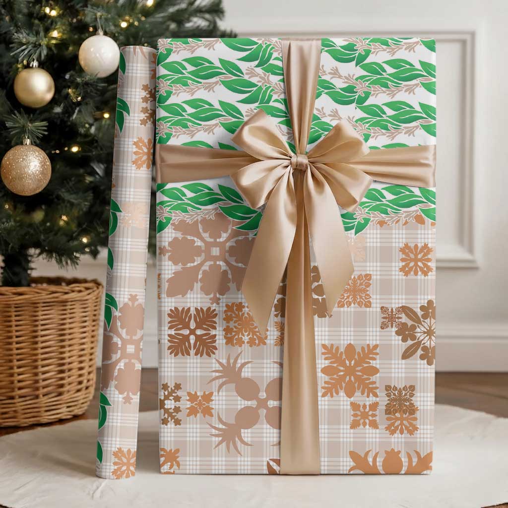 Aloha Hawaii Palaka Tuberose Lei Wrapping Paper Hawaiian Quilt Seamless Style LT14 - Polynesian Pride
