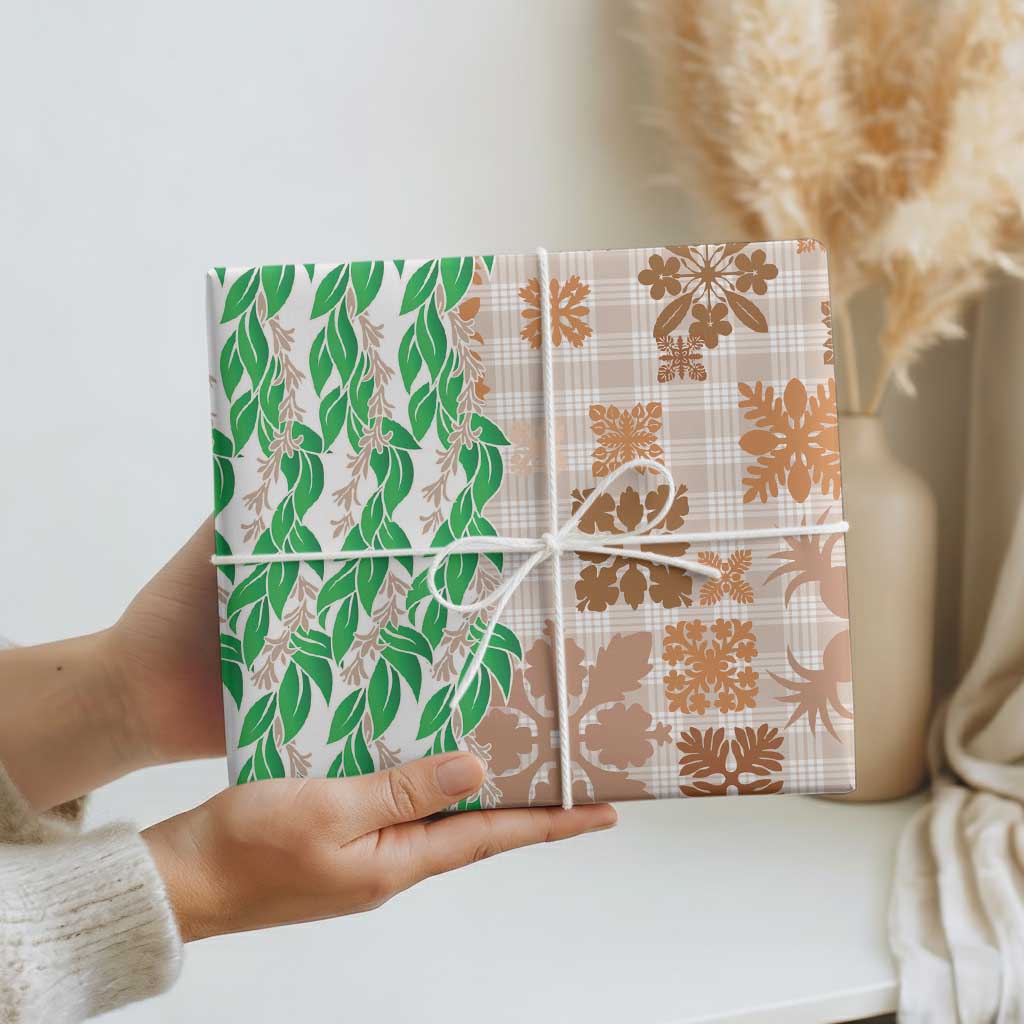 Aloha Hawaii Palaka Tuberose Lei Wrapping Paper Hawaiian Quilt Seamless Style LT14 - Polynesian Pride