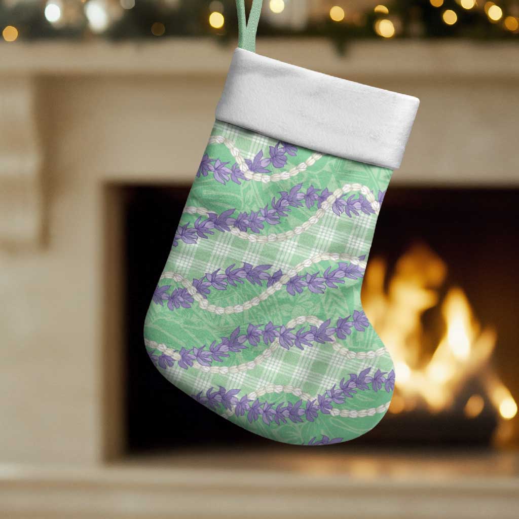 Pastel Green Hawaii Palaka Honohono Pikake Christmas Stocking Hawaiian Orchid Lei Polynesian Pattern LT14 Set of 2 Pastel Green - Polynesian Pride