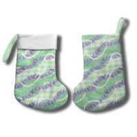 Pastel Green Hawaii Palaka Honohono Pikake Christmas Stocking Hawaiian Orchid Lei Polynesian Pattern LT14 - Polynesian Pride