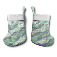 Pastel Green Hawaii Palaka Honohono Pikake Christmas Stocking Hawaiian Orchid Lei Polynesian Pattern LT14 - Polynesian Pride