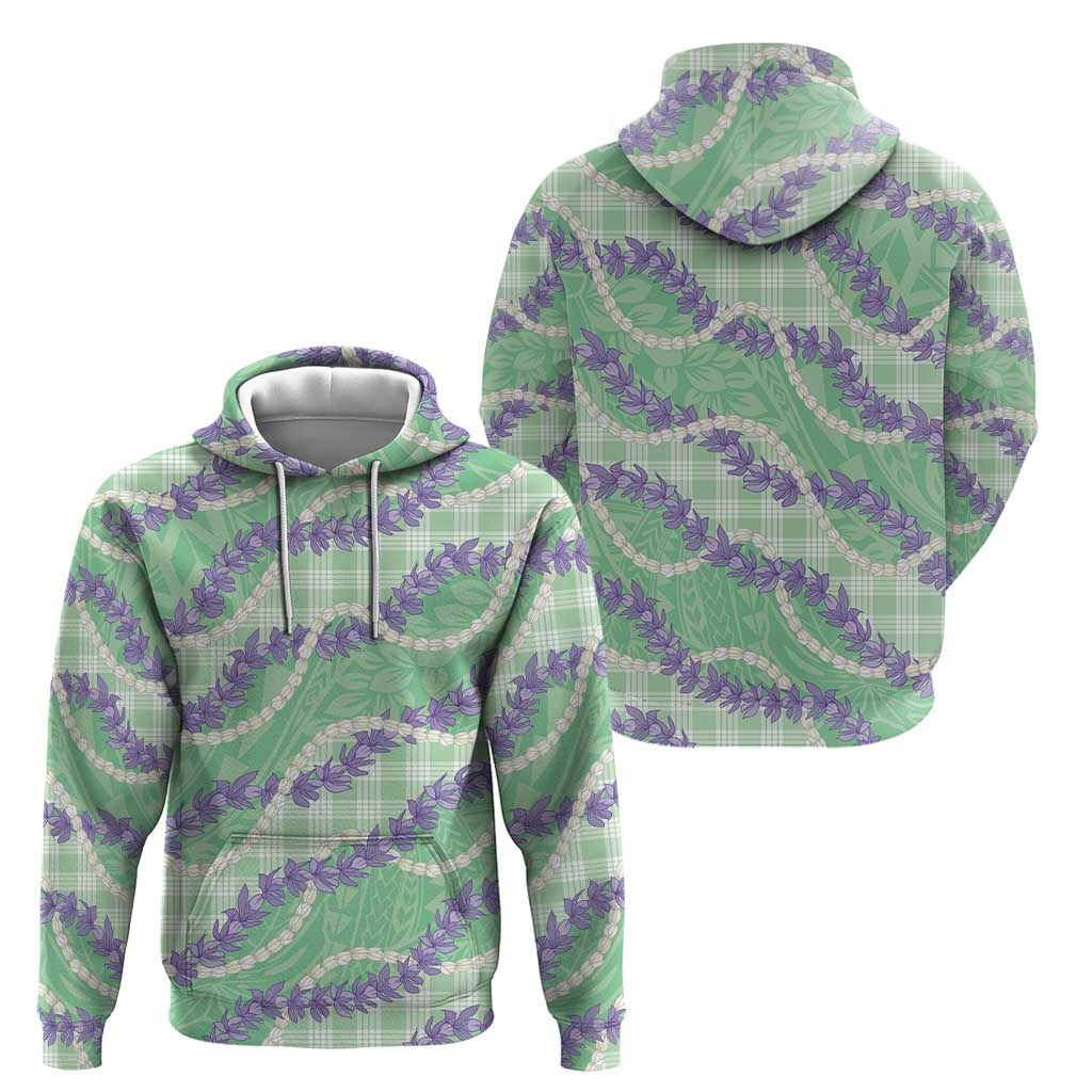 Pastel Green Hawaii Palaka Honohono Pikake Hoodie Hawaiian Orchid Lei Polynesian Pattern LT14 - Polynesian Pride