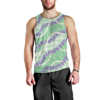 Pastel Green Hawaii Palaka Honohono Pikake Men Tank Top Hawaiian Orchid Lei Polynesian Pattern LT14 - Polynesian Pride