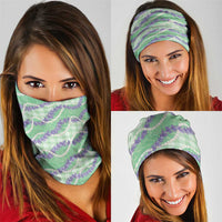 Pastel Green Hawaii Palaka Honohono Pikake Neck Gaiter Hawaiian Orchid Lei Polynesian Pattern LT14 - Polynesian Pride