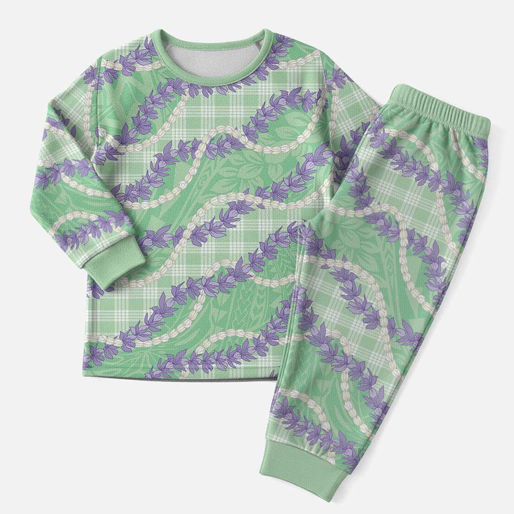 Pastel Green Hawaii Palaka Honohono Pikake Christmas Pajama Set Hawaiian Orchid Lei Polynesian Pattern LT14 Men Pastel Green - Polynesian Pride