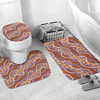 Orange Hawaii Palaka Honohono Pikake Bathroom Set Hawaiian Orchid Lei Polynesian Pattern LT14 Mat Set Only (3 pcs) One Size Orange - Polynesian Pride