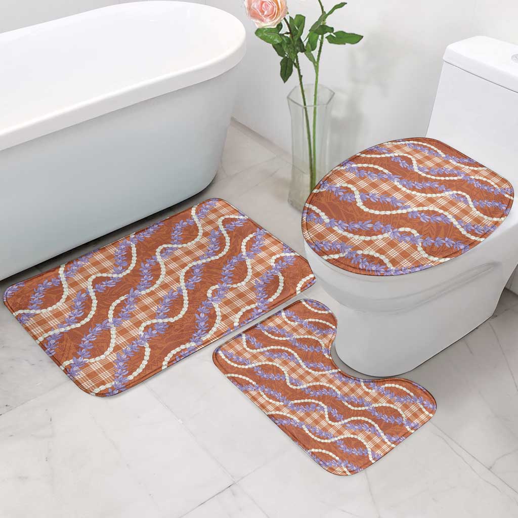Orange Hawaii Palaka Honohono Pikake Bathroom Set Hawaiian Orchid Lei Polynesian Pattern LT14 - Polynesian Pride