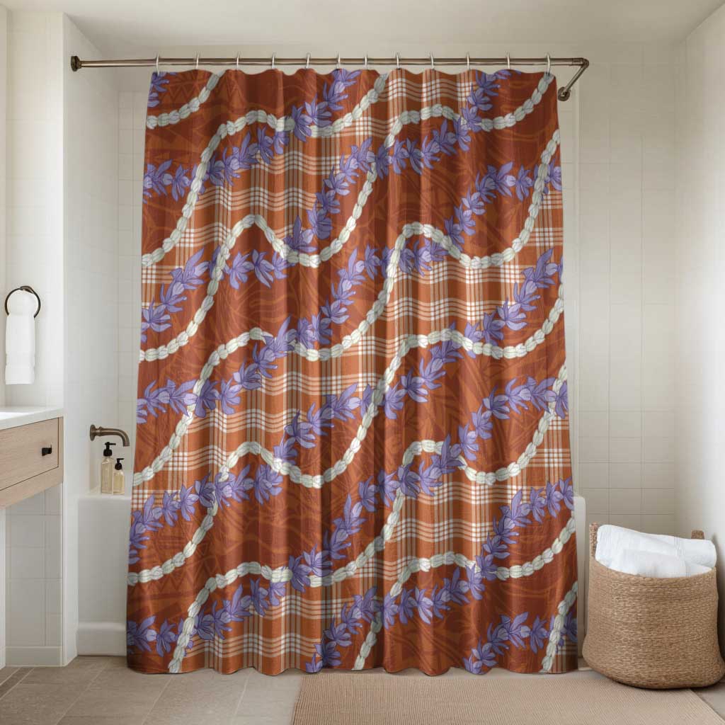Orange Hawaii Palaka Honohono Pikake Bathroom Set Hawaiian Orchid Lei Polynesian Pattern LT14 Shower Curtain Only Orange - Polynesian Pride