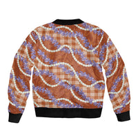 Orange Hawaii Palaka Honohono Pikake Bomber Jacket Hawaiian Orchid Lei Polynesian Pattern LT14 - Polynesian Pride