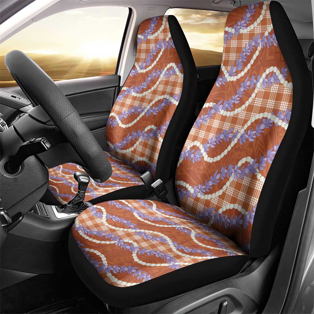 Orange Hawaii Palaka Honohono Pikake Car Seat Cover Hawaiian Orchid Lei Polynesian Pattern LT14 - Polynesian Pride