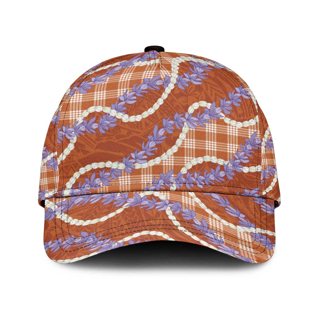 Orange Hawaii Palaka Honohono Pikake Classic Cap Hawaiian Orchid Lei Polynesian Pattern LT14 Universal Fit Orange - Polynesian Pride