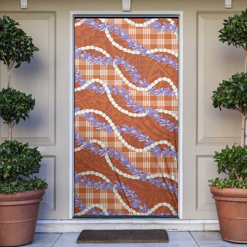 Orange Hawaii Palaka Honohono Pikake Door Cover Hawaiian Orchid Lei Polynesian Pattern LT14 Orange - Polynesian Pride