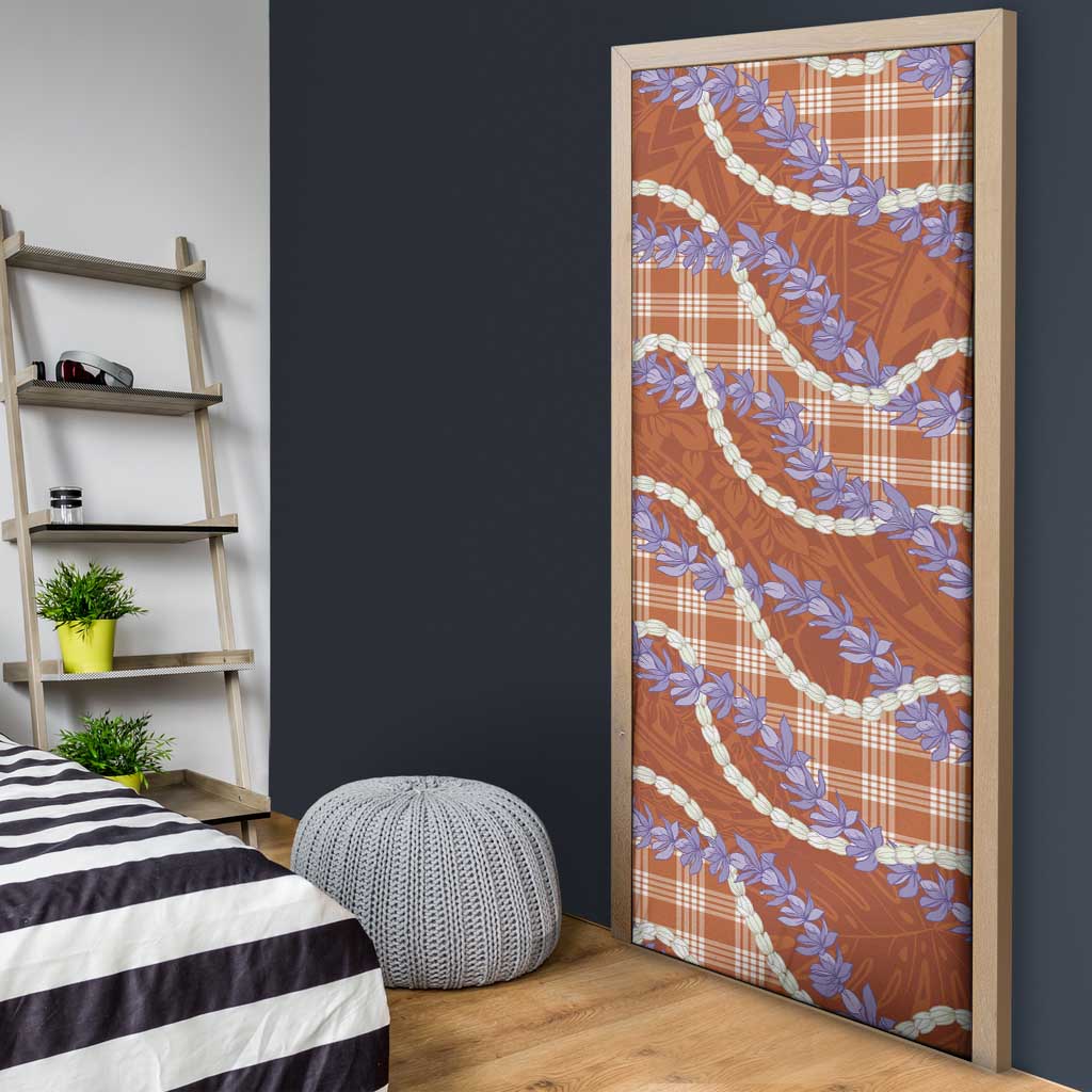 Orange Hawaii Palaka Honohono Pikake Door Cover Hawaiian Orchid Lei Polynesian Pattern LT14 - Polynesian Pride