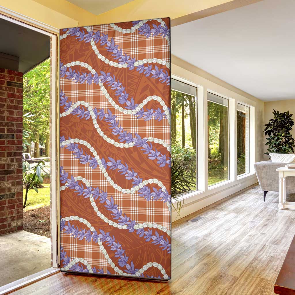 Orange Hawaii Palaka Honohono Pikake Door Cover Hawaiian Orchid Lei Polynesian Pattern LT14 - Polynesian Pride