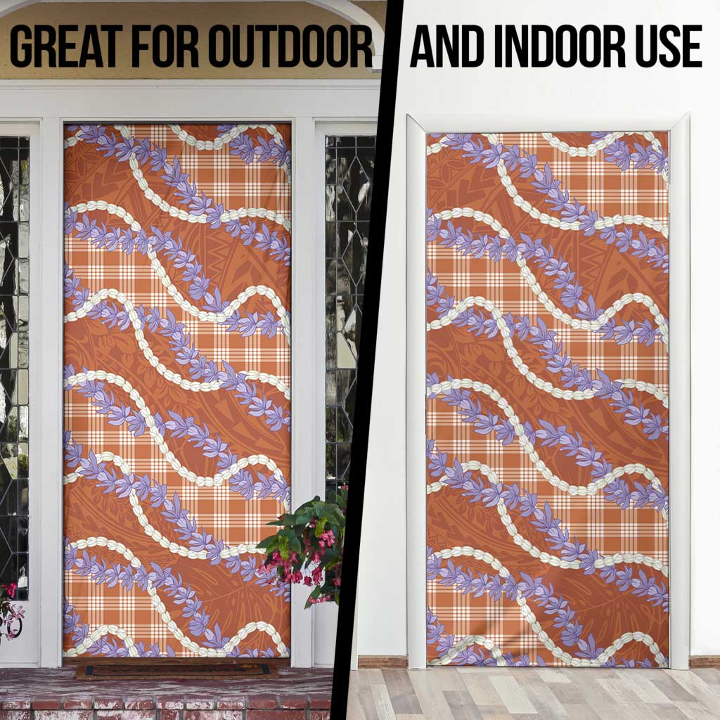 Orange Hawaii Palaka Honohono Pikake Door Cover Hawaiian Orchid Lei Polynesian Pattern LT14 - Polynesian Pride