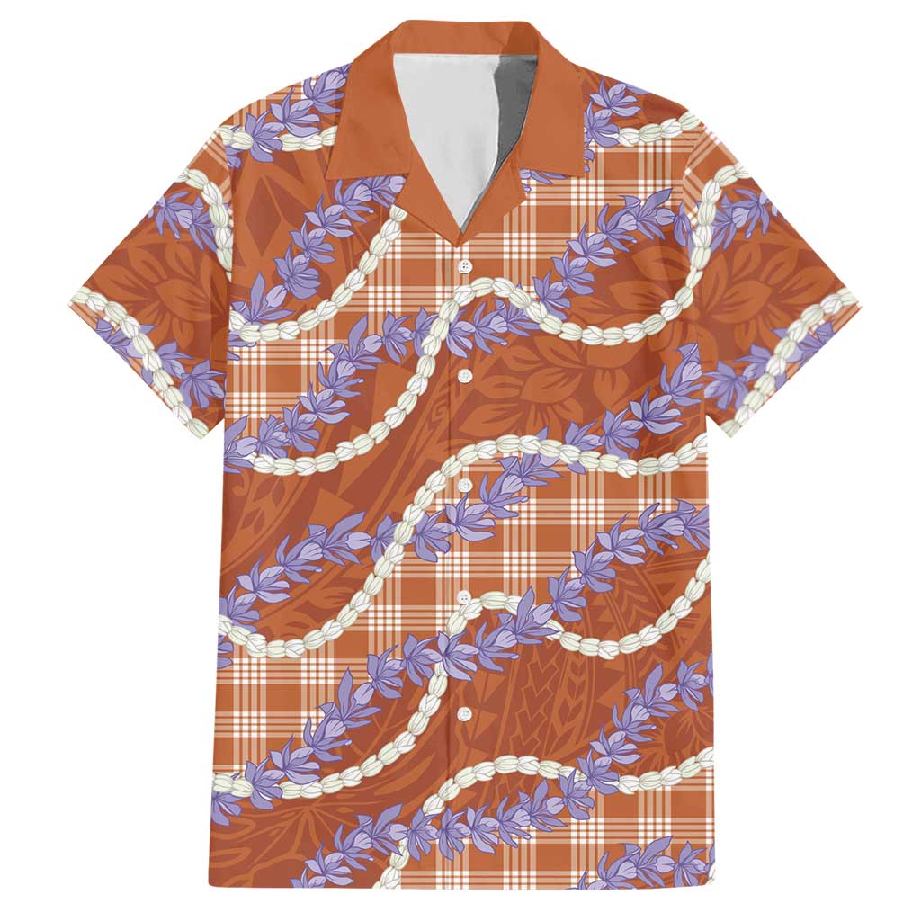 Orange Hawaii Palaka Honohono Pikake Hawaiian Shirt Hawaiian Orchid Lei Polynesian Pattern LT14 Orange - Polynesian Pride