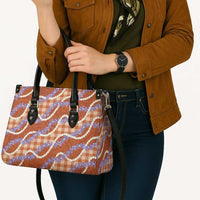 Orange Hawaii Palaka Honohono Pikake Leather Bag Hawaiian Orchid Lei Polynesian Pattern LT14 - Polynesian Pride