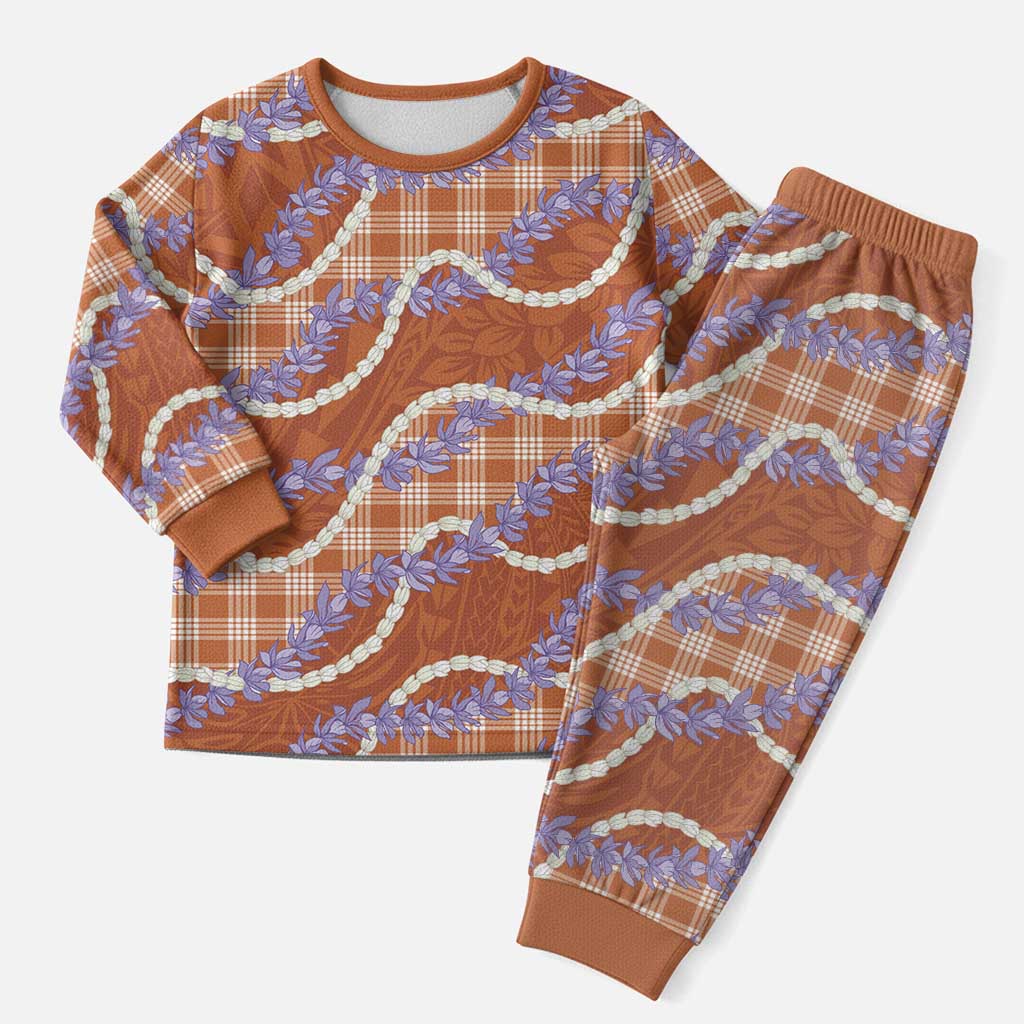 Orange Hawaii Palaka Honohono Pikake Christmas Pajama Set Hawaiian Orchid Lei Polynesian Pattern LT14 Men Orange - Polynesian Pride