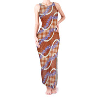 Orange Hawaii Palaka Honohono Pikake Tank Maxi Dress Hawaiian Orchid Lei Polynesian Pattern LT14 Women Orange - Polynesian Pride