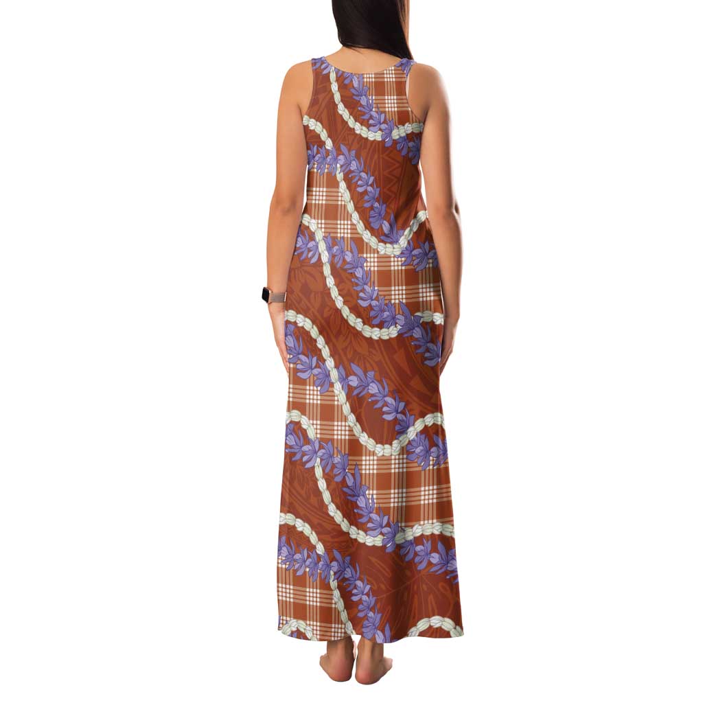 Orange Hawaii Palaka Honohono Pikake Tank Maxi Dress Hawaiian Orchid Lei Polynesian Pattern LT14 - Polynesian Pride
