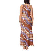 Orange Hawaii Palaka Honohono Pikake Tank Maxi Dress Hawaiian Orchid Lei Polynesian Pattern LT14 - Polynesian Pride