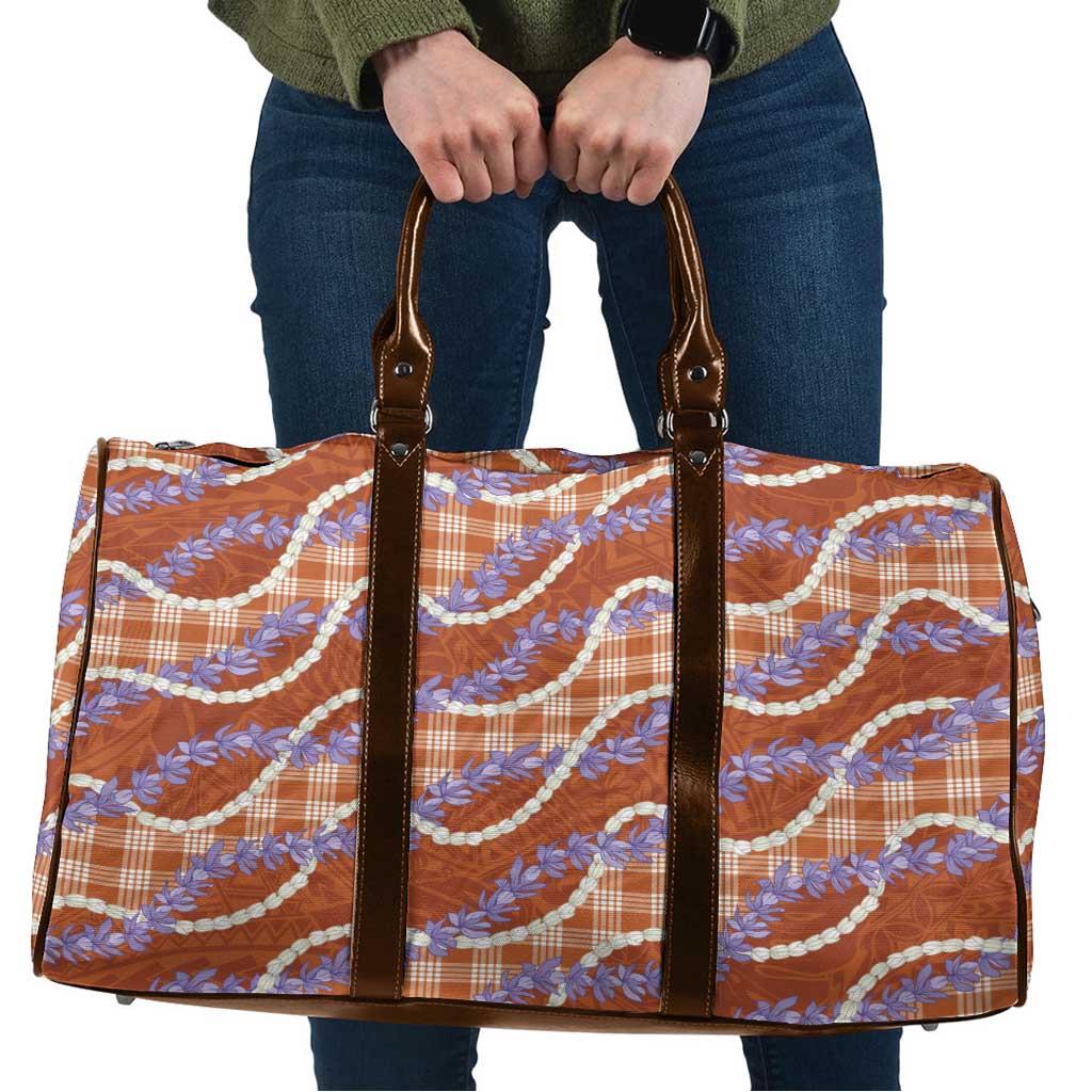 Orange Hawaii Palaka Honohono Pikake Travel Bag Hawaiian Orchid Lei Polynesian Pattern LT14 Orange - Polynesian Pride