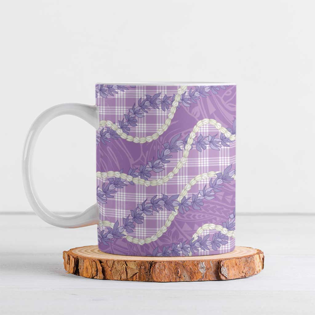 Purple Hawaii Palaka Honohono Pikake Ceramic Mug Hawaiian Orchid Lei Polynesian Pattern LT14 Purple - Polynesian Pride