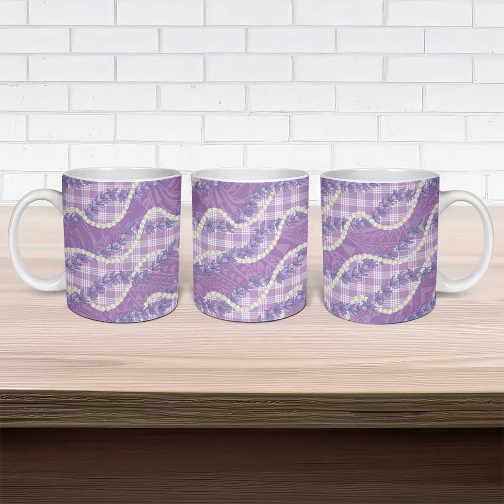 Purple Hawaii Palaka Honohono Pikake Ceramic Mug Hawaiian Orchid Lei Polynesian Pattern LT14 - Polynesian Pride