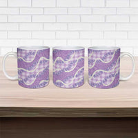 Purple Hawaii Palaka Honohono Pikake Ceramic Mug Hawaiian Orchid Lei Polynesian Pattern LT14 - Polynesian Pride