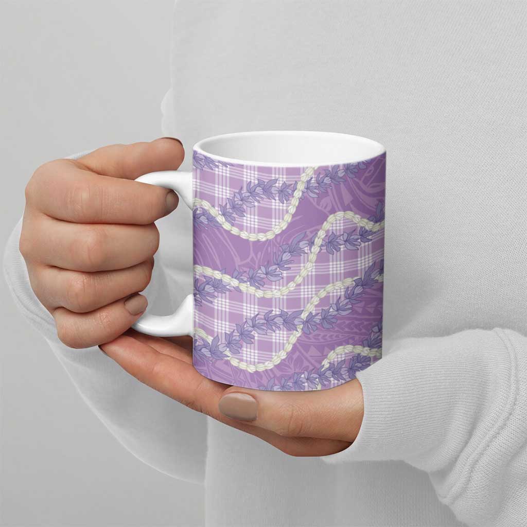 Purple Hawaii Palaka Honohono Pikake Ceramic Mug Hawaiian Orchid Lei Polynesian Pattern LT14 - Polynesian Pride