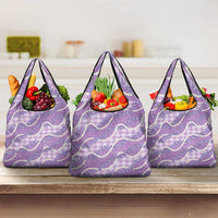 Purple Hawaii Palaka Honohono Pikake Grocery Bag Hawaiian Orchid Lei Polynesian Pattern LT14 3-pack One Size Purple - Polynesian Pride