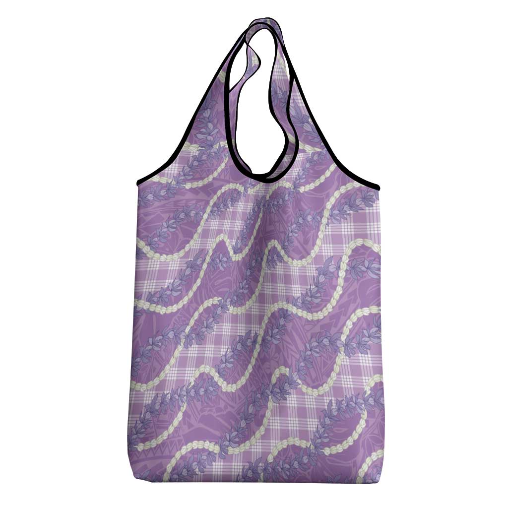 Purple Hawaii Palaka Honohono Pikake Grocery Bag Hawaiian Orchid Lei Polynesian Pattern LT14 - Polynesian Pride