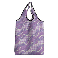 Purple Hawaii Palaka Honohono Pikake Grocery Bag Hawaiian Orchid Lei Polynesian Pattern LT14 - Polynesian Pride