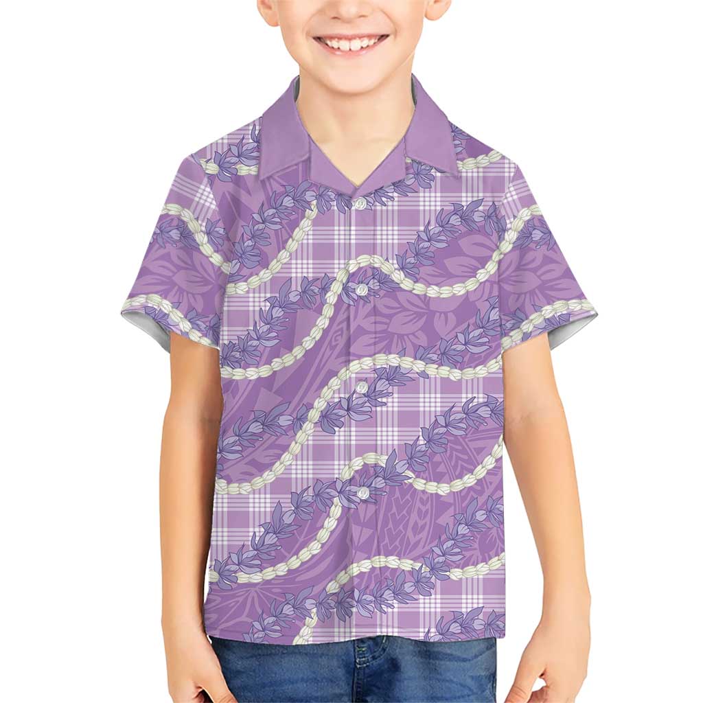 Purple Hawaii Palaka - Honohono Pikake Kid Hawaiian Shirt - Hawaiian Orchid Lei Polynesian Pattern LT14 Kid Purple - Polynesian Pride