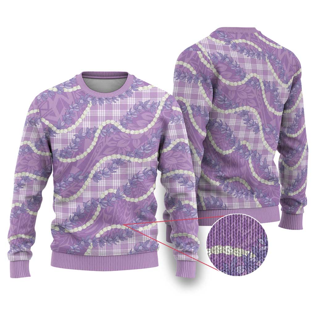 Purple Hawaii Palaka Honohono Pikake Ugly Christmas Sweater Hawaiian Orchid Lei Polynesian Pattern LT14 Purple - Polynesian Pride