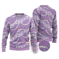 Purple Hawaii Palaka Honohono Pikake Ugly Christmas Sweater Hawaiian Orchid Lei Polynesian Pattern LT14 Purple - Polynesian Pride