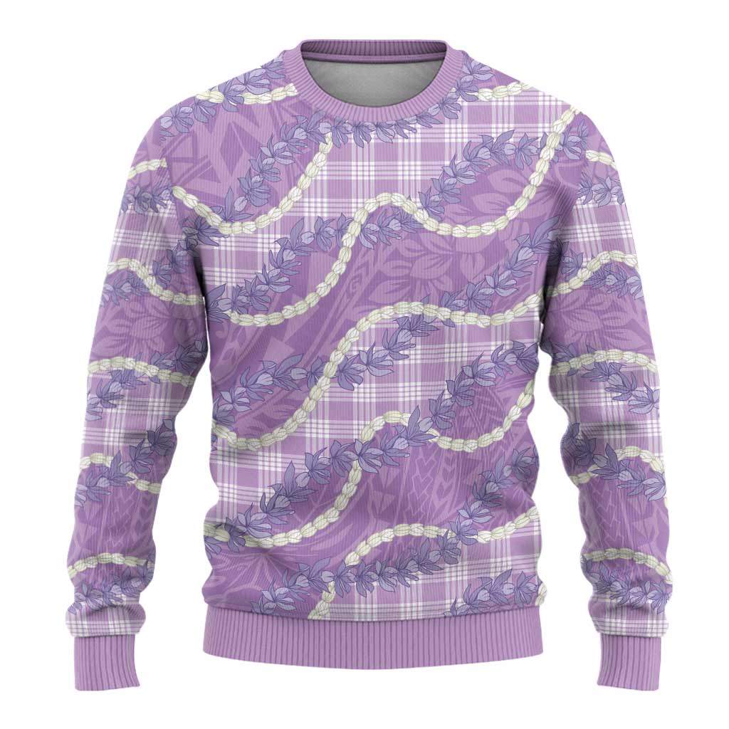 Purple Hawaii Palaka Honohono Pikake Ugly Christmas Sweater Hawaiian Orchid Lei Polynesian Pattern LT14 - Polynesian Pride
