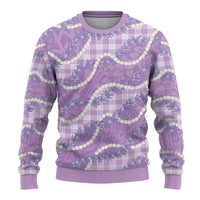 Purple Hawaii Palaka Honohono Pikake Ugly Christmas Sweater Hawaiian Orchid Lei Polynesian Pattern LT14 - Polynesian Pride