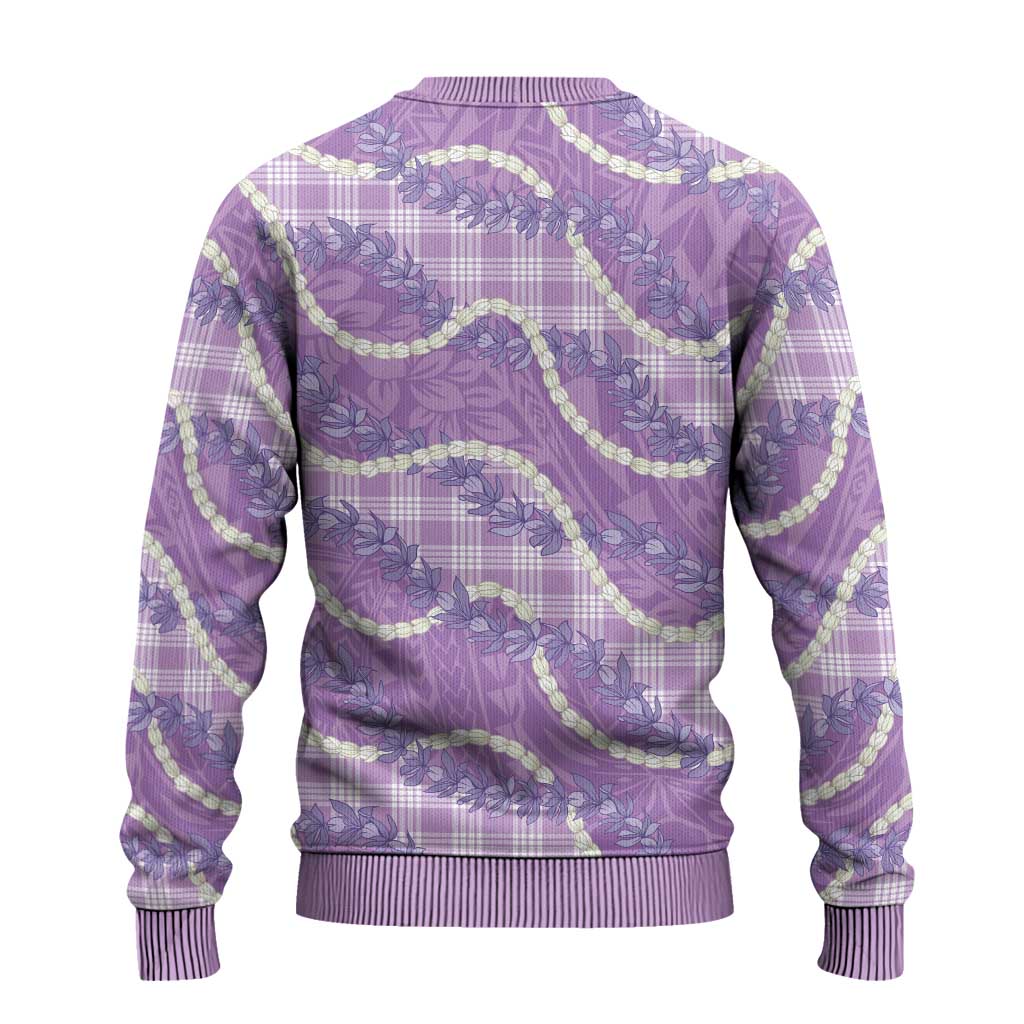 Purple Hawaii Palaka Honohono Pikake Ugly Christmas Sweater Hawaiian Orchid Lei Polynesian Pattern LT14 - Polynesian Pride